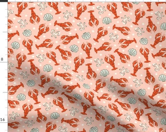 Cute Lobster Fabric - Lobsters And Bows In Pink by camilaprints - Cape Cod Preppy Summer Nantucket Beach Fabric by the Yard by Spoonflower