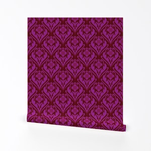 Magenta Damast Ablösbare Tapete - Viktorianisches Jugendstil Pink - Wand Kunst Wand Dekor - Nachtblüte von scarabrea_designs