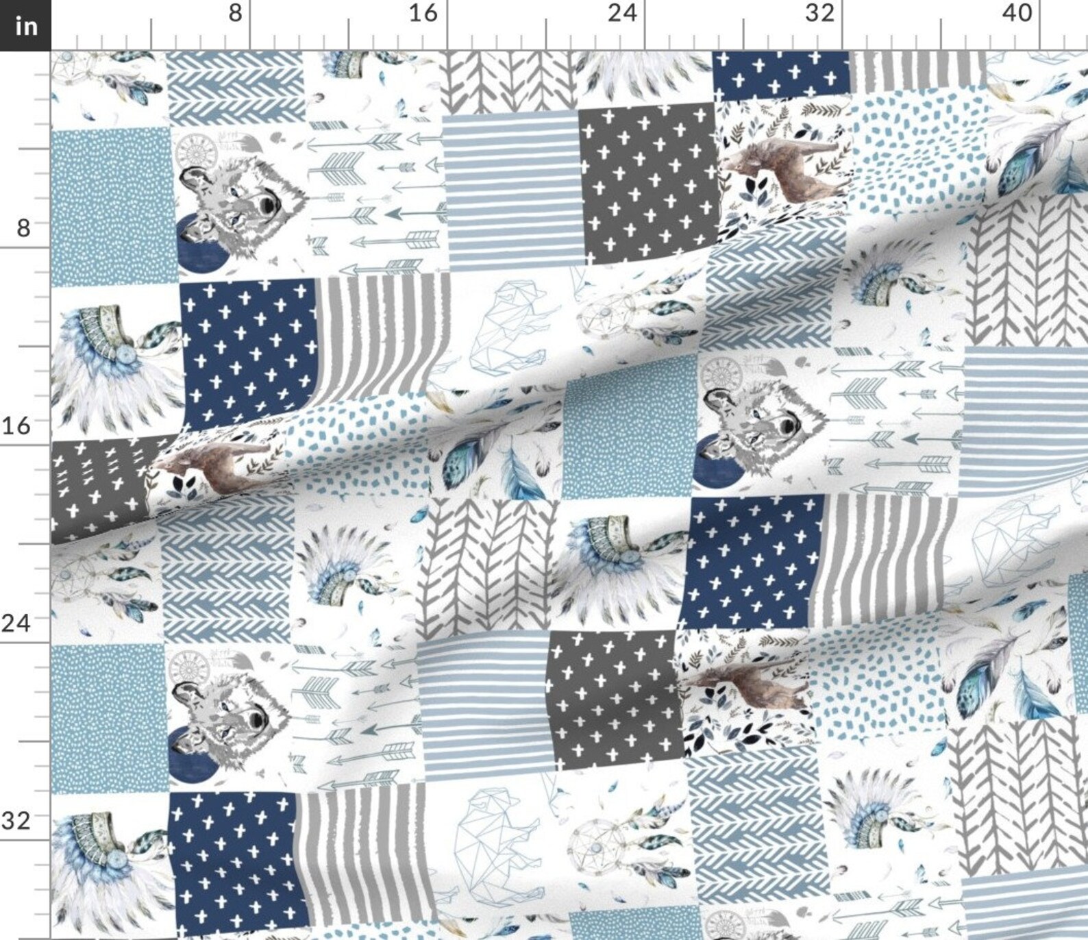 Baby Boy Quilt Fabric Boys Boho Cheater Quilt Wholecloth 90 Etsy