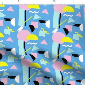 Postmodern Fabric - Postmodern Sea by yesterdaycollection - Memphis Milano Geometric Shapes 80s Decor Kids Fabric by the Yard by Spoonflower