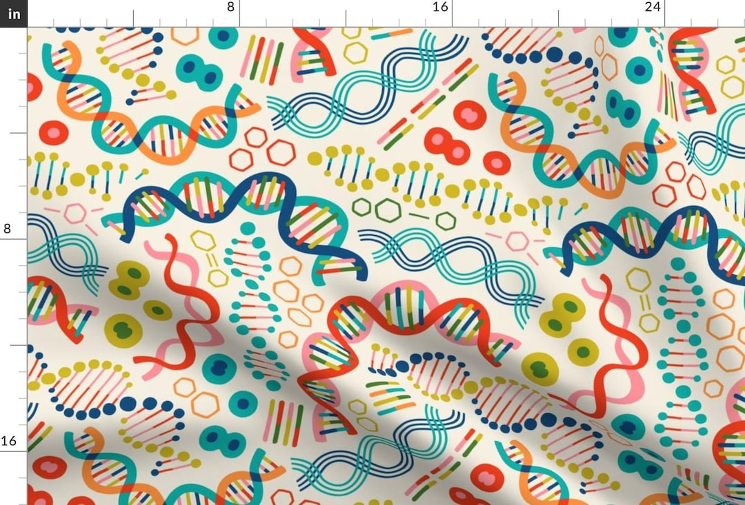 Biology Dna Fabric - Dna on Creme (large) by Heleen_vd_thillart ...