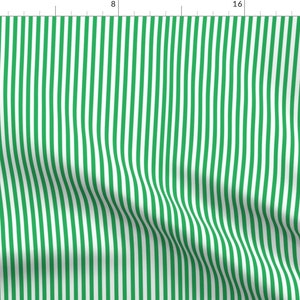 Green Stripe Fabric - Perfectly Pinstripe In Grass Green // White By Theartwerks - Green Striped Cotton Fabric By The Yard With Spoonflower