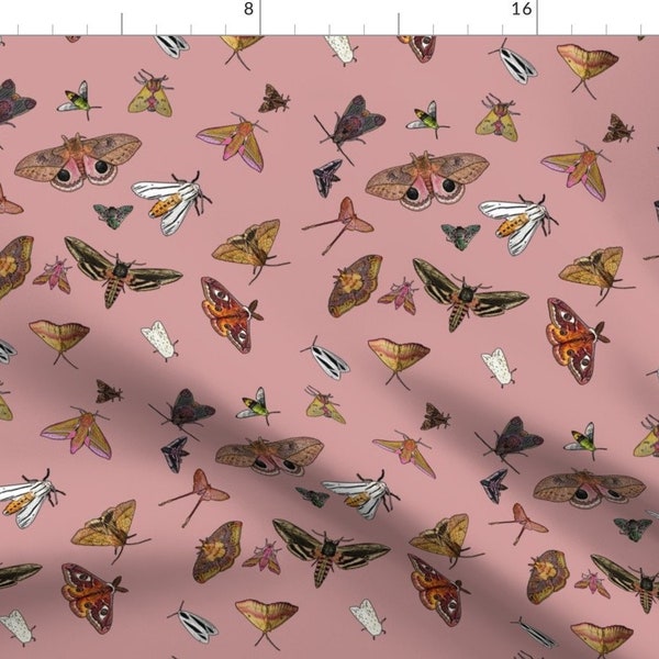 Moths Fabric - Many Moths 9 By Mimsy Whipstitch - Moths Cotton Fabric By The Yard With Spoonflower