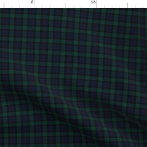 Scottish Plaid Fabric - Blackwatch Tartan by peacoquettedesigns - Blackwatch Check Tartan Small Scale Fabric by the Yard by Spoonflower