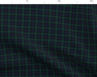 Scottish Plaid Fabric - Blackwatch Tartan by peacoquettedesigns - Blackwatch Check Tartan Small Scale Fabric by the Yard by Spoonflower
