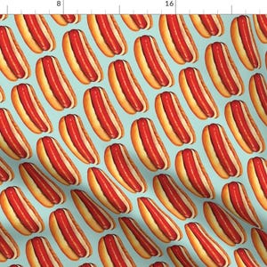 Classic Hot Dog Fabric - Hot Dog By Kellygilleran - Retro Hot Dog Kitchen Decor Cotton Fabric By The Yard With Spoonflower