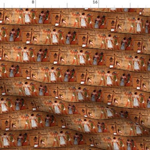 Ancient Egypt Life Fabric - Egyptian Deathbook By Stofftoy - Story Hieroglyphics Traditional Gods Cotton Fabric By The Yard With Spoonflower