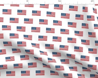 USA Flags July 4th Fabric - American Flag Patriotic White By Charlottewinter - Independence Day Cotton Fabric By The Yard With Spoonflower