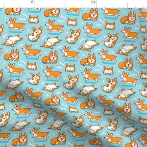 Corgis Stoff - Corgis von Penguinhouse - Corgis Liebhaber Haustier Hund Cartoon Baumwollstoff Massenware mit Spoonflower