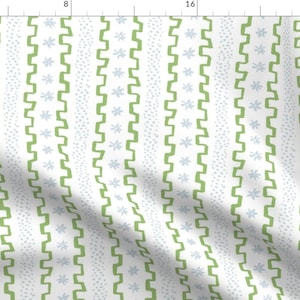 Green Fabric - Spring Green  by danika_herrick -  Stripe Dots Blue Green Step Zig Zag Boho Chic Retro Fabric by the Yard by Spoonflower