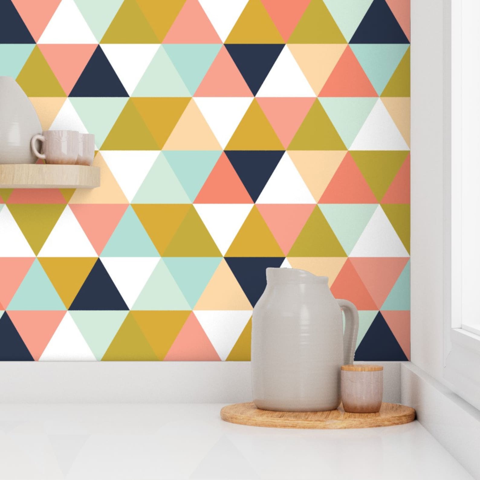Coral Jubilee Wallpaper Triangle Coral Jubilee by Etsy