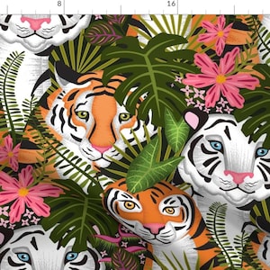 Tiger Clan Fabric - Tiger Clan By Michaelzindell - Endangered Species Tiger Big Cat Jungle Animal Cotton Fabric By The Yard With Spoonflower
