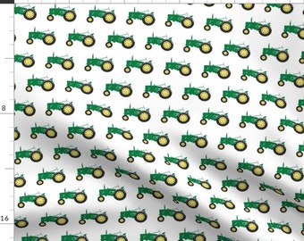 Farming Fabric - Tractor - Green Yellow By Littlearrowdesign - Farming Tractor Country Farm Boys Cotton Fabric By The Yard With Spoonflower