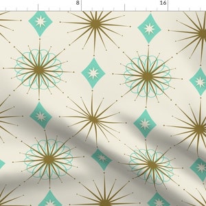 Retro Fabric Starburst Aquarelle by curiouslondon Diamond 1950s Starburst Mid-century Atomic Mcm Fabric by the Yard by Spoonflower image 3