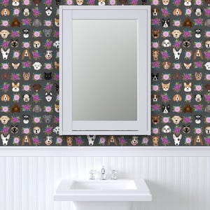 Pets Wallpaper - Dog Cat Floral Pet Lover Purple Gray By Petfriendly - Custom Printed Removable Self Adhesive Wallpaper Roll by Spoonflower image 8