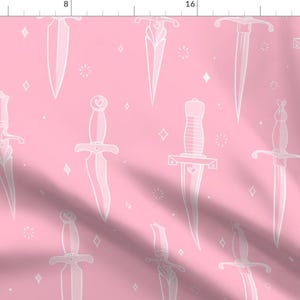 Pink Daggers Fabric - Sweet Revenge Pink By Logan Spector - Princess Pink Knife Girls Blade Cotton Fabric By The Yard With Spoonflower