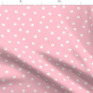Pink Paw Fabric - Blossom Paw Print Fabric, Pet Fabric, Dog Fabric, Cat By Petfriendly - Paw Cotton Fabric By The Yard With Spoonflower