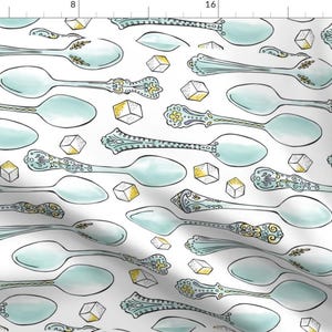 Tea Fabric - Spoonful Of Sugar Tea Towel By Heatherdutton - Tea Cotton Fabric By The Yard With Spoonflower