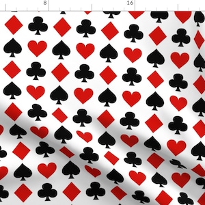 Playing Cards Fabric - Card Suits By Thinlinetextiles - Playing Cards Spade Club Heart Diamond Cotton Fabric By The Yard With Spoonflower