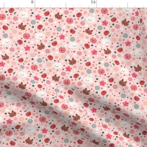 Kawaii Candy Fabric - Sweetness By Kimsa - Pink Kawaii Candy Nursery Decor Cotton Fabric By The Yard With Spoonflower