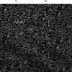 Equations Fabric - Physics Equations By Thinlinetextiles - Black White Teacher Professor Science Cotton Fabric By The Yard With Spoonflower