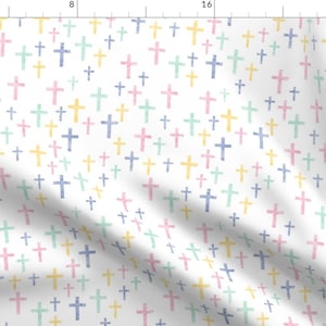 Cross Fabric - Crosses In Watercolor By Littlearrowdesign - Easter Spring Baby Pastel Nursery Cotton Fabric By The Yard With Spoonflower