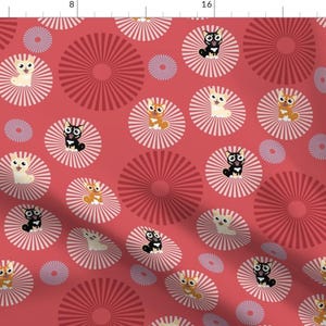 Shiba Inu Fabric - Kawaii Shibas By Seabluestudio - Shiba Inu Dog Polka Dot Red Mod Cotton Fabric By The Yard With Spoonflower