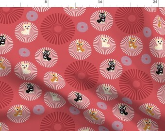Shiba Inu Fabric - Kawaii Shibas By Seabluestudio - Shiba Inu Dog Polka Dot Red Mod Cotton Fabric By The Yard With Spoonflower
