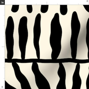 Tessuto per tappezzeria moderno con motivo botanico - Foglia astratta nera di eti_enne - Tessuto geometrico con foglia nera, crema e avorio tagliato su misura con Spoonflower immagine 4
