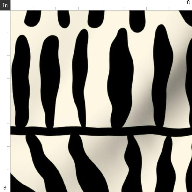 Tessuto per tappezzeria moderno con motivo botanico - Foglia astratta nera di eti_enne - Tessuto geometrico con foglia nera, crema e avorio tagliato su misura con Spoonflower immagine 4
