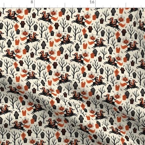 Headless Horseman Orange Fabric - Headless Horseman (Small Scale - Orange) By Therewillbecute - Headless Horseman Fabric With Spoonflower