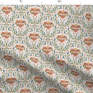 Heart Fabric - Immaculate Heart  by thelittleroseshop -  Floral Botanical Catholic Christian Hail Mary Fabric by the Yard by Spoonflower