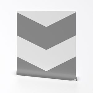 Papel pintado gris - Chevrones ~ Gris blanco de Peacoquettedesigns - Rollo de papel pintado autoadhesivo extraíble con estampado personalizado de Chevron de Spoonflower