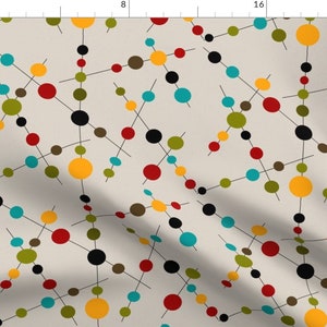 Mid-Century Modern Fabric - Bubbles And Sticks By Mid-Century - Atomic Circles Cotton Fabric By The Yard With Spoonflower