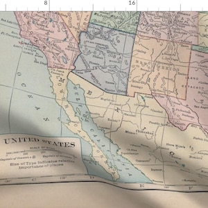 Vintage Fabric - Vintage Map Of United States by aftermyart - Retro Historical Map Usa Travel United Maps Fabric by the Yard by Spoonflower