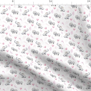 Baby Girl Cotton Fat Quarters Pink Gray Elephants Infant Newborn Nursery Petal Quilting Cotton Mix & Match Fat Quarters by Spoonflower Balloon Elephants