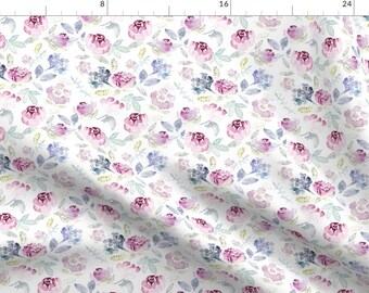 Floral Fabric - Watercolour Florals Vintage Faded Style By Sylviaoh - Watercolor Floral Cotton Fabric By The Yard With Spoonflower