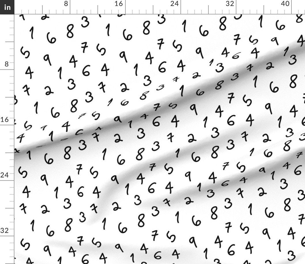Number Fabric Numbers Black and White Minimal Monochrome by Etsy
