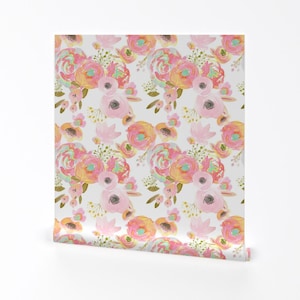 Watercolor Floral Wallpaper - Rainbow Florals by Indy Bloom Design - Custom Printed Removable Self Adhesive Wallpaper Roll by Spoonflower