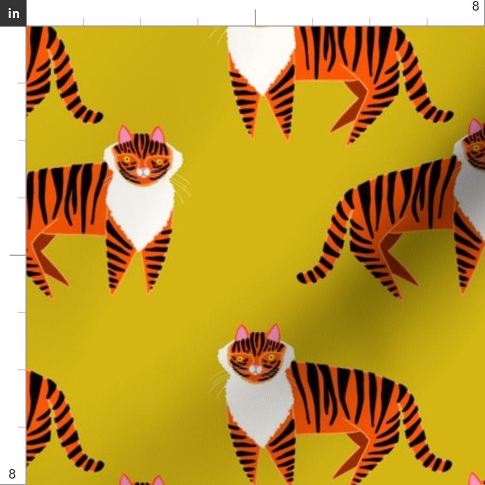 Mustard Tiger Fabric Tigers by Emilyrosethomson Tiger Etsy Australia