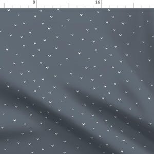 Micro Scale Hearts Fabric - Blue Grey Tiny Love Hearts On Dark Grey Valentines By Erin Kendal - Cotton Fabric by the Yard with Spoonflower