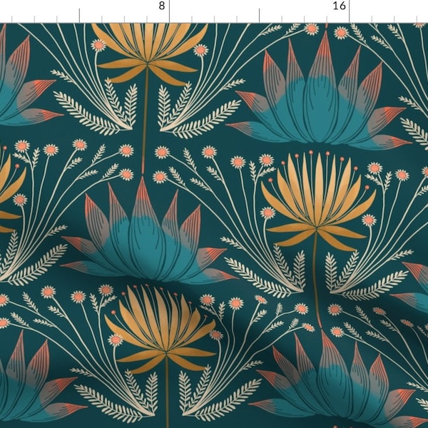 Floral Fabric - Italian Flora by renee_thompson -  Botanical Moody Wildflower Nature Garden Jewel Tone Fabric by the Yard by Spoonflower