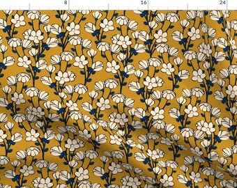 Floral Print Fabric - Floral Spring By Lapetitelecour - Floral Print Flowers Spring Garden Yellow Cotton Fabric By The Yard With Spoonflower