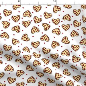Pizza Love Fabric - Valentines Day Love Pizza Slices Foodie Fabric White Red By Andrea Lauren - Cotton Fabric by the Yard with Spoonflower