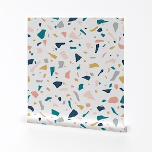 Abstract Wallpaper - Neutral Terrazzo By Emmbee-Design - Confetti Custom Printed Removable Self Adhesive Wallpaper Roll by Spoonflower