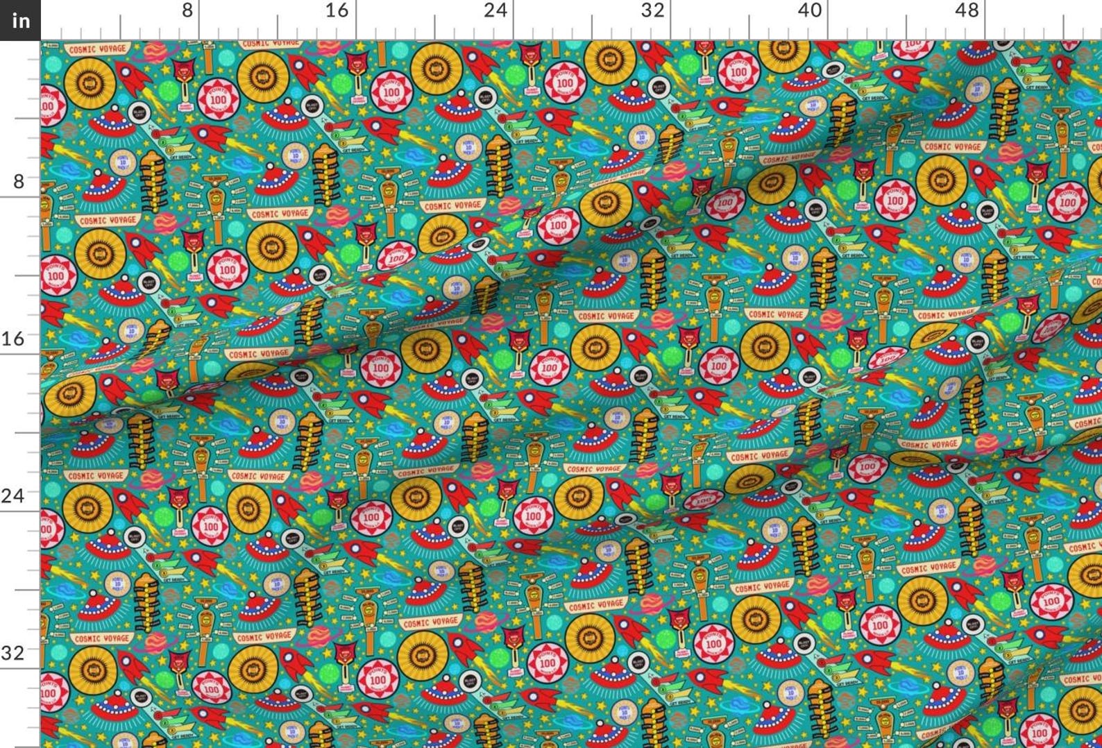 Pinball Fabric - Cosmic Voyage Pinball - Small by Rubydoor - Pinball ...