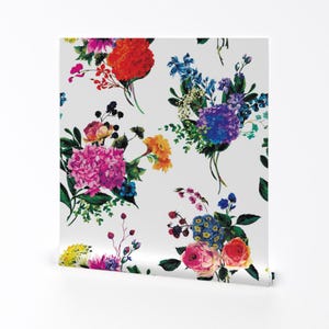 Bouquet Floral Wallpaper - Floral Fantasy By Bownut - Modern Home Decor Custom Printed Removable Self Adhesive Wallpaper Roll by Spoonflower