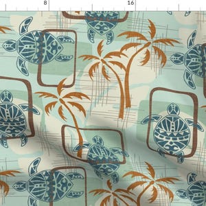 Hawaiian Turtle Fabric - Mid Century Modern Hawaii By Fernlesliestudio - Hawaiian Beach Decor Cotton Fabric By The Yard With Spoonflower