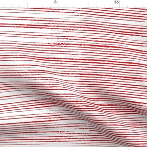 Red White Stripe Fabric - Red Stripes Distressed by furbuddy - Modern Stripes Spring Summer Lines Drawn  Fabric by the Yard by Spoonflower