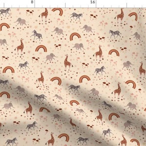 Tiny Safari Fabric - Slumber Safari by kizzy_withershins - Elephant Giraffe Small Scale Boho Rainbow Fabric by the Yard by Spoonflower